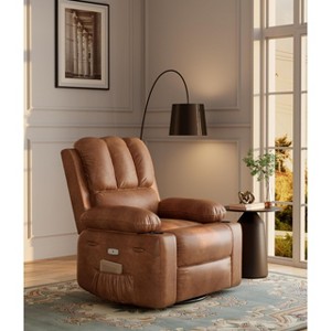 Manual Recliner Chair, Wide 22" Seat Width Leather Recliner w/Comfortable Arms and Cup Holders for Living Room CF8011 - 1 of 4