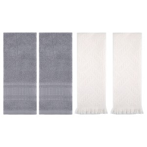 REGALWOVEN 4 Pcs Solid Cotton Soft Absorbent Waffle Hand Towel 13" x 29" - 1 of 4