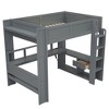 Sapphtopaz Loft Bed with Storage Shelves&Desk,Wood Beds with Ladder&Guardrail,Space-Saving Bed with Charger Station&LED for Teen&Adult,Gray - 2 of 4