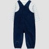Carter's Just One You® Baby Boys 2pc Striped Long Sleeve T-Shirt and Overalls Set - Blue - 3 of 4