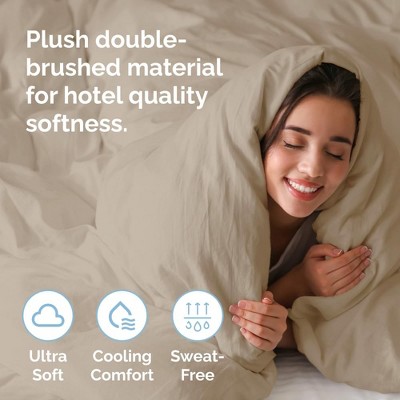 Cream King Size Ultra Soft Microfiber Duvet Cover Set