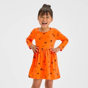 Toddler Girls' Long Sleeve Halloween Printed Dress - Cat & Jack™ - 1 of 3