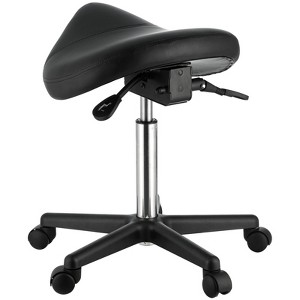 VEVOR Saddle Stool with Wheels, 400 LBS Weight Capacity, Height Adjustable Thickened PU Leather Swivel Saddle Stool Chair, Black - 1 of 4