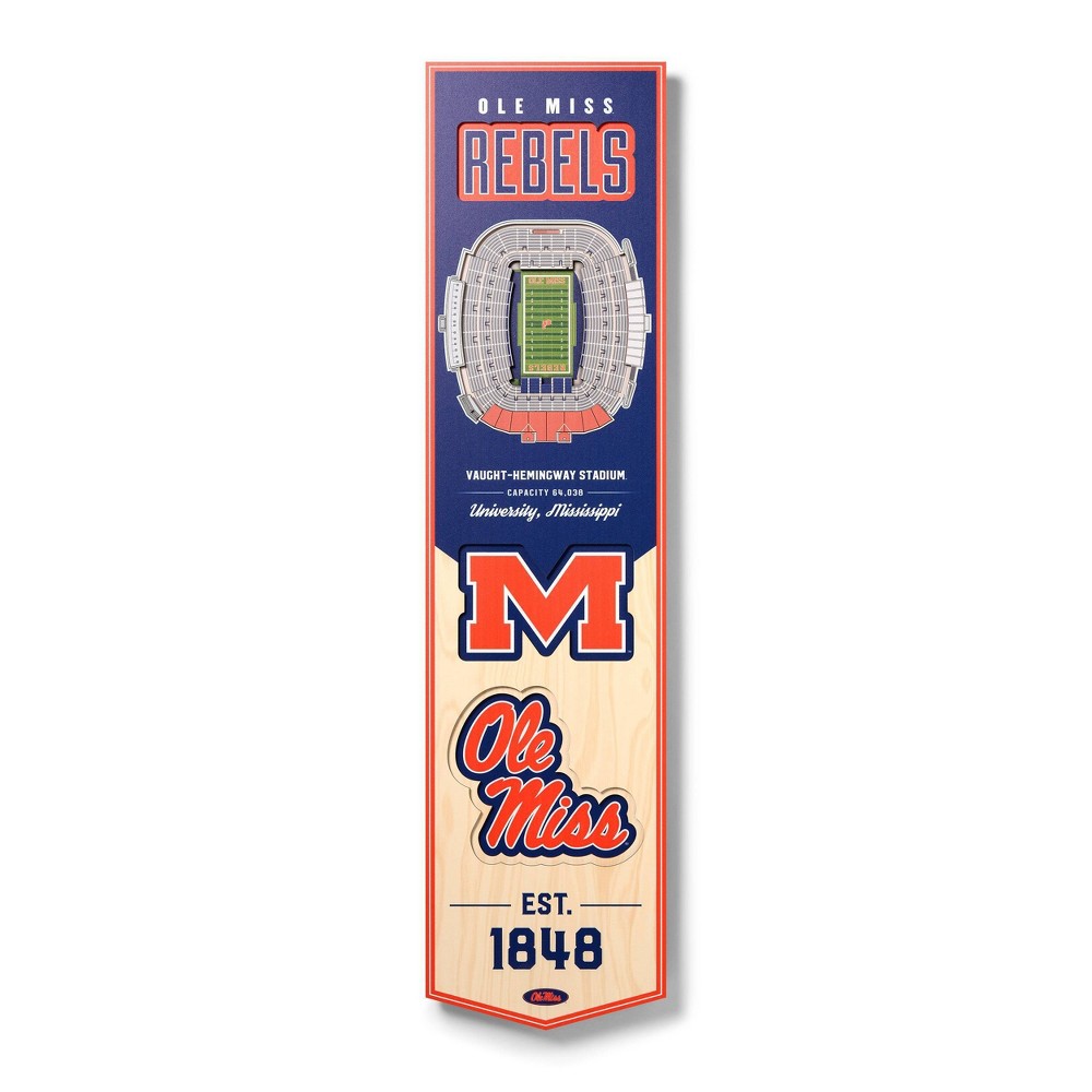 Photos - Other Decoration 8" X 32" NCAA Ole Miss Rebels 3D StadiumView Banner