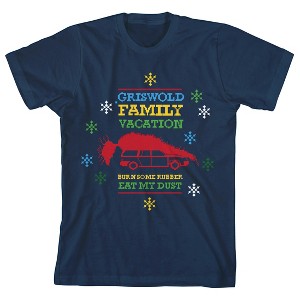 National Lampoon's Christmas Vacation Griswold Family Vacation Burn Some Rubber Verbiage Youth Navy Blue Graphic Tee - 1 of 3