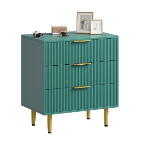 28"/56" WideFluted Dresser for Bedroom with 3/6 Drawers, Wooden Chest of Drawers with Metal Handle & Feet - 1 of 4