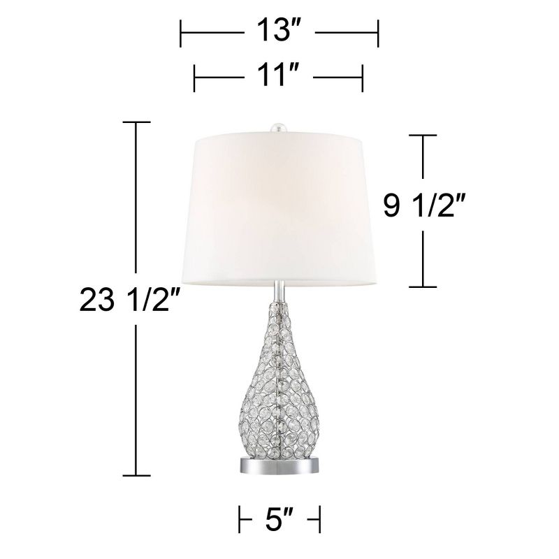 360 Lighting Sergio Modern Accent Table Lamps 23 1/2" High Set of 2 Clear Acrylic with USB Charging Port White Drum Shade for Bedroom Living Room Desk, 5 of 13
