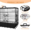 Dog Cage with Divider and Plastic Leak-Proof Pan Tray, Double Door Folding Metal Wire Cage for Indoor, Outdoor, and Travel - 2 of 4