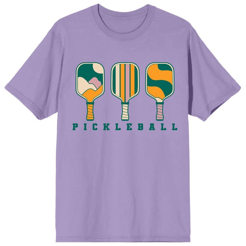 Pickleball League Paddle Designs Crew Neck Short Sleeve Purple Men's T-shirt, 1 of 3