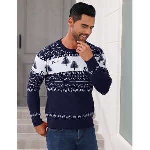 Christmas Sweater for Men Funny Long Sleeve Crew Neck Sweaters Party Holiday Pullovers Novelty Xmas Pullover Gift - 1 of 4