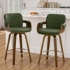 Bekrvio 26" Swivel Counter Stools with Back & Arms, Faux Leather Mid-Century Bar Stools for Kitchen Island, Walnut Frame, Set of 1/2/3/4 - 2 of 4