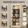 Whizmax Tall Storage Bookcase with 3-Tier Open Shelves and Double Door for Office, Roman Column Design, White & Black Wood Grain Storage Cabinet - 3 of 4