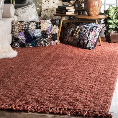 Handcrafted Terracotta Braided Jute 52"x24" Rectangular Rug