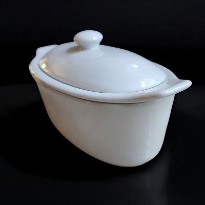 White Ceramic Butter Boat with Lid
