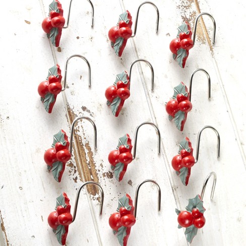 Lakeside Christmas Mistletoe Shower Curtain Hooks For Holiday Bathroom Decor Set Of 12 Target