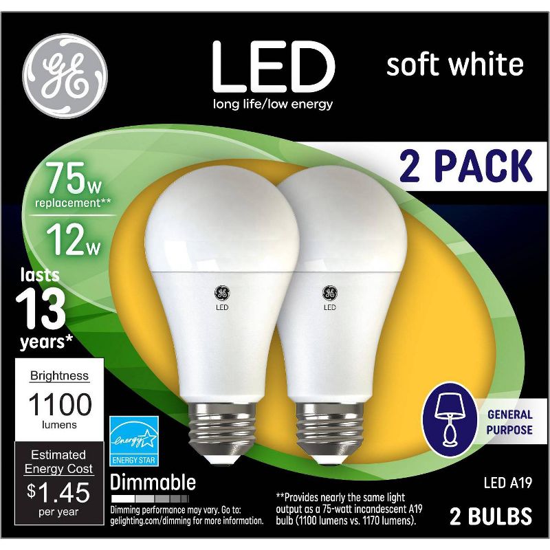 GE LED 75w 2pk Light Bulb White, 5 of 7