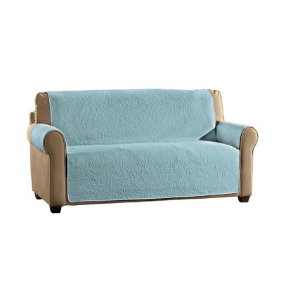 Collections Etc Leaf-Textured Pattern Furniture Protector Loveseat Blue