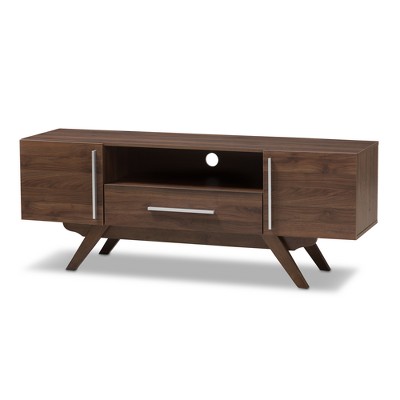 Ashfield Midcentury Modern Walnut Finished Wood TV Stand for TVs up to 55"Brown - Baxton Studio