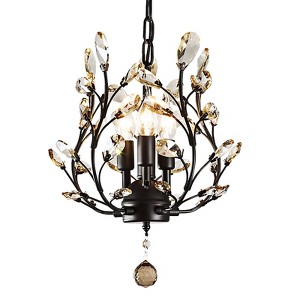 YIYIBYUS 3-Light Crystal Chandelier, Black Modern Pendant Lamp for Bedroom Living Room - 1 of 4