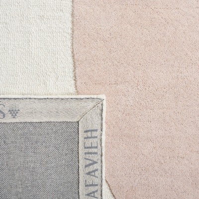 Ivory and Blush Hand-Tufted Wool Abstract Area Rug