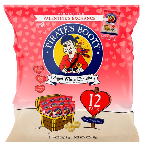 Pirate's Booty Valentine's Aged White Cheddar Puffs - 6oz/12pk - image 1 of 4