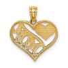 Black Bow Jewelry 14k Yellow Gold Mom and Heart Pendant, 16mm - 3 of 4
