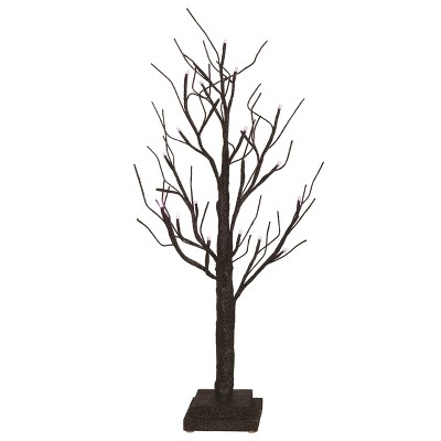 Transpac Large Light Up Halloween Twig Tree Decorative Tabletop Figurine Battery Operated Black Wood Indoor Decor