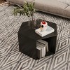 Gulches 15 Inch High Black Brown Finished Hexagonal Nightstand with 2 Open Shelves - 3 of 4