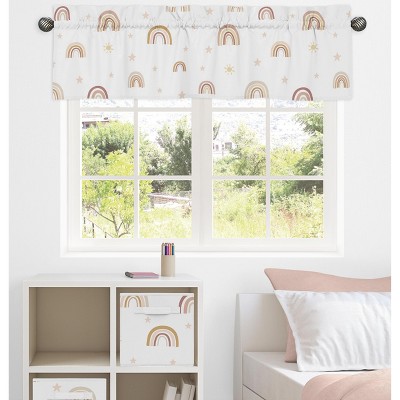Boho Rainbow Blush Pink and Beige Rod Pocket Valance