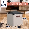 Ornavo Home 6 Pack Linen Fabric Storage Cube Bin with Faux Leather Handles - 2 of 4