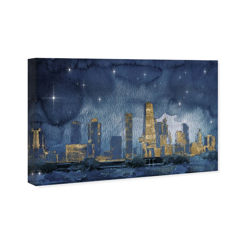 16&#34; x 24&#34; Chicago Nighttime Cities and Skylines Unframed Canvas Wall Art in Blue - Oliver Gal, 3 of 7