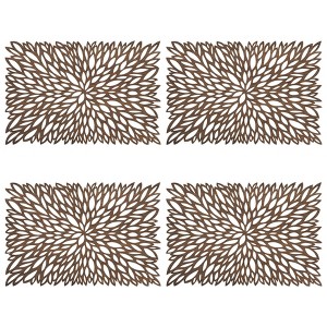 4pk Wood Laser Cut Placemats - Saro Lifestyle: Geometric Abstract Design for Dining & Kitchen Tables, Oblong, Brown - 1 of 3