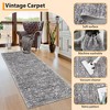 Runner Rug 2x6 Washable Runner Rug with Non Slip Rubber Backing, Low Pile Distressed Pearl Velvet Kitchen Rug, Vintage Floral Print Soft Rug for - 4 of 4