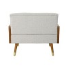 PAGED Modern Accent Chair, Arm Chair with 2 Rolled Pillows and Wood Legs, Button Tufted Reading Chair for Bedroom, Living Room Furniture - 3 of 4