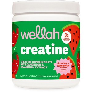 Wellah Creatine for Women (50 Servings) Strawberry Watermelon - 3g of Creatine Monohydrate Powder with Dandelion & Cranberry Extract - 1 of 4