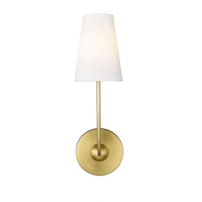 Shannon Brass and White Fabric Shade Wall Sconce
