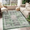 Washable Area Rug Retro Chic Medallion Distressed Design Living Room - 3 of 4