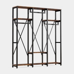 Tribesigns Freestanding Closet Organizer, Industrial 3 Rod Garment Rack with 4-tier Storage Shelf for Hanging Clothes and Storage - 1 of 4