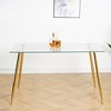 CAVINAS Dining Table Contemporary Rectangle Tempered Glass Dining Table with Metal Legs - 2 of 4