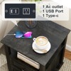 Dyonery 18" Blue Nightstand with Chargers Rustic Wooden High Nightstand with 2 Drawers for Bedroom, Living Room and Closet - 4 of 4