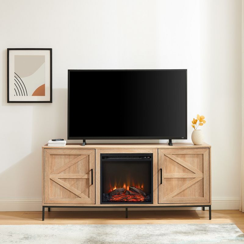 Modern Farmhouse 2 Door Electric Fireplace TV Stand for TVs up to 65" - Saracina Home, 5 of 13