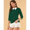 INSPIRE CHIC Women's 3/4 Sleeves Contrast Collar Blouse Tops - 2 of 4
