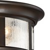 John Timberland Modern Flush Mount Outdoor Ceiling Light Fixture Mission Oil Rubbed Bronze Drum 12" Seedy Glass Damp Rated for Porch Patio - 3 of 4