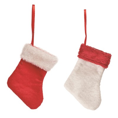 Transpac Fabric Cmas Stocking Ornament Set of 2 Christmas Home Decorations