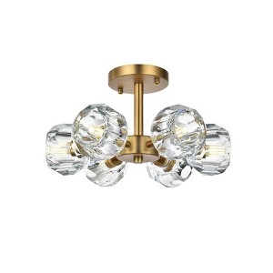 Elegant Lighting Eren 6 - Light Flush Mount in  Satin Gold - 1 of 4