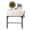 XIYUYEU Vanity Desk with Mirror Dressing Table with Power Outlet and Large Storage Cabinet - 3 of 4