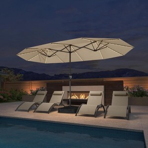 PURPLE LEAF 14ft Patio Market Umbrella and Base Double-Sided Rectangle Outdoor Table Sun Umbrellas with Crank - 1 of 1