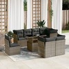 vidaXL 9 Piece Patio Sofa Set with Cushions - Gray Poly Rattan - 2 of 4