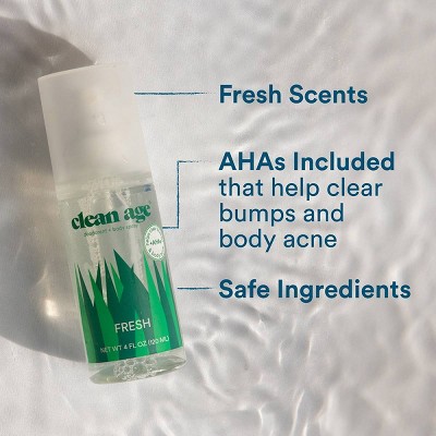 Clean Age Fresh AHA Deodorant + Body Spray for Teens - 4 fl oz