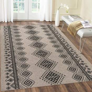 Easy Jute Rug Modern Geometric Area Rug Non Slip Rug Boho Washable Rug Contemporary Natural Indoor Throw Rug for Living Bedroom Office, 4' x 6' Brown